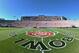 Jan 1, 2011; Pasadena, CA, USA; General view of the Rose Bowl logo at midfield before the 2011 Rose Bowl between the Wisconsin Badgers and TCU Horned Frogs. Mandatory Credit: Mandatory Credit: Kirby Lee/Image of Sport-US PRESSWIRE
