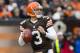 CLEVELAND, OH - NOVEMBER 4: Quarterback Brandon Weeden #3 of the Cleveland Browns looks down field for a receiver during the first half against the Baltimore Ravens at Cleveland Browns Stadium on November 4, 2012 in Cleveland, Ohio. (Photo by Jason Miller/Getty Images)