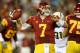 LOS ANGELES, CA - NOVEMBER 03: Quarterback Matt Barkley #7 of the USC Trojans throws a pass against the Oregon Ducks at the Los Angeles Memorial Coliseum on November 3, 2012 in Los Angeles, California. Oregon won 62-51. (Photo by Stephen Dunn/Getty Images)