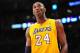 October 13, 2012; Los Angeles, CA, USA; Los Angeles Lakers guard Kobe Bryant (24) during a stoppage in play against the Utah Jazz during the first half at Staples Center. Mandatory Credit: Gary A. Vasquez-US PRESSWIRE