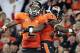 Nov 3, 2012; Corvallis, OR, USA; Oregon State Beavers wide receiver Brandin Cooks (7) celebrates with wide receiver Markus Wheaton (2) following a touchdown against the Arizona State Sun Devils at Reser Stadium. Mandatory Credit: Scott Olmos-US PRESSWIRE