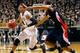 WEST LAFAYETTE, IN - NOVEMBER 09: Anthony Johnson #1 of the Purdue Boilermakers the ball past Cory Starkey #22 of the Bucknell Bison at Mackey Arena on November 9, 2012 in West Lafayette, Indiana. Bucknell defeated Purdue 70- 65. (Photo by Michael Hickey/Getty Images)