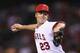 ANAHEIM, CA - SEPTEMBER 25: Zack Greinke #23 of the Los Angeles Angels of Anaheim pitches against the Seattle Mariners in the fifth inning at Angel Stadium of Anaheim on September 25, 2012 in Anaheim, California. (Photo by Jeff Gross/Getty Images)