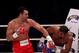 HAMBURG, GERMANY - JULY 02: Wladimir Klitschko of Ukraine attempts a left hook on David Haye of England during their heavy weight unification match at the Imtech Arena on July 2, 2011 in Hamburg, Germany. (Photo by Scott Heavey/Getty Images)