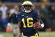 ANN ARBOR, MI - OCTOBER 20: Denard Robinson #16 of the Michigan Wolverines runs 44 yards during the the fourth quarter of the game against the Michigan State Spartans at Michigan Stadium on October 20, 2012 in Ann Arbor, Michigan. The Wolverines defeated the Spartans 12-10. (Photo by Leon Halip/Getty Images)