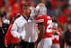 COLUMBUS, OH - NOVEMBER 03: Head Coach Urban Meyer of the Ohio State Buckeyes congratulates Bri'onte Dunn #25 of the Ohio State Buckeyes after he scored a touchdown against the Illinois Illini on November 3, 2012 at Ohio Stadium in Columbus, Ohio. Ohio State defeated Illinois 52-22. (Photo by Kirk Irwin/Getty Images)
