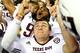 TUSCALOOSA, AL - NOVEMBER 10: Quarterback Johnny Manziel #2 of the Texas A&M Aggies celebrates after the game against the Alabama Crimson Tide at Bryant-Denny Stadium on November 10, 2012 in Tuscaloosa, Alabama. The Aggies beat the Crimson Tide 29-24. (Photo by Mike Zarrilli/Getty Images)