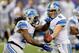 MINNEAPOLIS, MN - NOVEMBER 11: Matthew Stafford #9 of the Detroit Lions hands off the football to Mikel Leshoure #25 during the first quarter of the game against the Detroit Lions on November 11, 2012 at Mall of America Field at the Hubert H. Humphrey Metrodome in Minneapolis, Minnesota. (Photo by Hannah Foslien/Getty Images)
