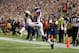 Nov 11, 2012; Minneapolis, MN, USA; Minnesota Vikings wide receiver Jarius Wright (17) catches a touchdown during the first quarter against the Detroit Lions at the Metrodome. Mandatory Credit: Brace Hemmelgarn-US PRESSWIRE