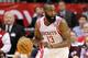 November 10, 2012; Houston, TX, USA; Houston Rockets shooting guard James Harden (13) brings the ball up the court during the third quarter against the Detroit Pistons at Toyota Center. Mandatory Credit: Troy Taormina-US PRESSWIRE
