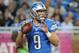 Oct 28, 2012; Detroit, MI, USA; Detroit Lions quarterback Matthew Stafford (9) drops back to pass against the Seattle Seahawks during the second quarter at Ford Field. Mandatory Credit: Tim Fuller-US PRESSWIRE