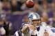MINNEAPOLIS, MN - NOVEMBER 11: Matthew Stafford #9 of the Detroit Lions is hit as he throws against the Minnesota Vikings in the first quarter on November 11, 2012 at Mall of America Field at the Hubert H. Humphrey Metrodome in Minneapolis, Minnesota. (Photo by Andy King/Getty Images)