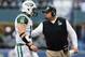 Nov 11, 2012; Seattle, WA, USA; New York Jets head coach Rex Ryan greets quarterback Tim Tebow (15) on the sidelines during the 1st half against the Seattle Seahawks at CenturyLink Field. Mandatory Credit: Steven Bisig-US PRESSWIRE