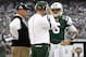 EAST RUTHERFORD, NJ - NOVEMBER 27: New York Jets offensive coordinator Brian Schottenheimer and head coach Rex Ryan (L) talk with Mark Sanchez #6 of the New York Jets during their game against the Buffalo Bills at MetLife Stadium on November 27, 2011 in East Rutherford, New Jersey. (Photo by Jeff Zelevansky/Getty Images)