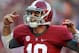 TUSCALOOSA, AL - NOVEMBER 10: Quarterback AJ McCarron #10 of the Alabama Crimson Tide celebrates after a touchdown during the game against the Texas A&M Aggies at Bryant-Denny Stadium on November 10, 2012 in Tuscaloosa, Alabama. (Photo by Mike Zarrilli/Getty Images)