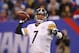 EAST RUTHERFORD, NJ - NOVEMBER 04: Ben Roethlisberger #7 of the Pittsburgh Steelers at play against the New York Giants during their game at MetLife Stadium on November 4, 2012 in East Rutherford, New Jersey. (Photo by Jeff Zelevansky/Getty Images)