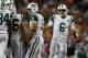 FOXBORO, MA - OCTOBER 21: Mark Sanchez #6 and Tim Tebow #15 of the New York Jets prepare to huddle against the New England Patriots at Gillette Stadium on October 21, 2012 in Foxboro, Massachusetts. (Photo by Jim Rogash/Getty Images)
