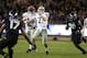 Nov 10, 2012; Fort Worth, TX, USA; Kansas State Wildcats quarterback Collin Klein (7) throws on the run in the third quarter against the Texas Christian Horned Frogs at Armon G Carter Stadium. The Wildcats beat the Horned Frogs 23-10. Mandatory Credit: Matthew Emmons-US PRESSWIRE