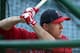 ANAHEIM, CA - AUGUST 10: Mike Trout #27 of the Los Angeles Angels of Anaheim takes batting practice before the game with the Seattle Mariners at Angel Stadium of Anaheim on August 10, 2012 in Anaheim, California. (Photo by Stephen Dunn/Getty Images)