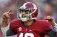 TUSCALOOSA, AL - NOVEMBER 10: Quarterback AJ McCarron #10 of the Alabama Crimson Tide celebrates after a touchdown during the game against the Texas A&M Aggies at Bryant-Denny Stadium on November 10, 2012 in Tuscaloosa, Alabama. (Photo by Mike Zarrilli/Getty Images)