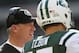 EAST RUTHERFORD, NJ - OCTOBER 14: Head coach of the New York Jets, Rex Ryan talks with Tim Tebow #15 against the Indianapolis Colts at MetLife Stadium on October 14, 2012 in East Rutherford, New Jersey. (Photo by Nick Laham/Getty Images)