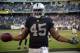 Nov 4, 2012; Oakland, CA, USA; Oakland Raiders fullback Marcel Reece (45) reacts after scoring on a13-yard touchdown reception in the fourth quarter against the Tampa Bay Buccaneers at the O.co Coliseum. The Buccaneers defeated the Raiders 42-32. Mandatory Credit: Kirby Lee/Image of Sport-US PRESSWIRE