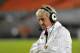 Nov 1, 2012; Miami, FL, USA; Virginia Tech Hokies head coach Frank Beamer during a game against the Miami Hurricanes at Sun Life Stadium. Mandatory Credit: Steve Mitchell-US PRESSWIRE