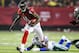 Nov 4, 2012; Atlanta, GA, USA; Atlanta Falcons wide receiver Julio Jones (11) runs after a catch in the second half against the Dallas Cowboys at the Georgia Dome. The Falcons won 19-13. Mandatory Credit: Daniel Shirey-US PRESSWIRE