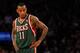 NEW YORK, NY - MARCH 26: Monta Ellis #11 of the Milwaukee Bucks looks on against the New York Knicks at Madison Square Garden on March 26, 2012 in New York City. NOTE TO USER: User expressly acknowledges and agrees that, by downloading and or using this photograph, User is consenting to the terms and conditions of the Getty Images License Agreement. (Photo by Chris Chambers/Getty Images)