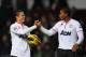 BIRMINGHAM, ENGLAND - NOVEMBER 10: Javier Hernandez of Manchester United celebrates with team-mate Luis Antonio Valencia (R) at the end of the Barclays Premier league match between Aston Villa and Manchester United at Villa Park on November 10, 2012 in Birmingham, England. (Photo by Michael Regan/Getty Images)