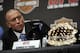 NEW YORK - MARCH 24: Georges St-Pierre of Montreal, Quebec, Canada speaks at a press conference for UFC 111 at Radio City Music Hall on March 24, 2010 in New York City. St-Pierre will face Dan Hardy of Nottingham UK in the Welterweight title bout. (Photo by Jeff Zelevansky/Getty Images)
