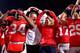 COLUMBUS, OH - NOVEMBER 03: Head Coach Urban Meyer of the Ohio State Buckeyes and his wife, Shelly Meyer sing 'Carmen Ohio' after Ohio State defeated the Illinois Illini 52-22 on November 3, 2012 at Ohio Stadium in Columbus, Ohio. (Photo by Kirk Irwin/Getty Images)