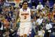 November 14, 2012; Gainesville, FL, USA; Florida Gators guard Mike Rosario (3) reacts after he made a shot during the first half against the Wisconsin Badgers at the Stephen C. O'Connell Center. Mandatory Credit: Kim Klement-US PRESSWIRE