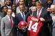 WASHINGTON, DC - APRIL 19: U.S. President Barack Obama (3rd L) poses for a group picture with members of the University of Alabama Crimson Tide, including coach Nick Saban (2nd L), quarterback A.J. McCarron (L), and offensive lineman Barrett Jones (4th L)during a South Lawn event at the White House April 19, 2012 in Washington, DC. Obama hosted the BCS national champion to honor their win over the Louisiana State University Tigers. (Photo by Alex Wong/Getty Images)