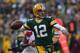 GREEN BAY, WI - NOVEMBER 04: Aaron Rodgers #12 of the Green Bay Packers throws a pass against the Arizona Cardinals at Lambeau Field on November 4, 2012 in Green Bay, Wisconsin. The Packers defeated the Cardinals 31-17. (Photo by Jonathan Daniel/Getty Images)