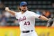 NEW YORK, NY - SEPTEMBER 22: R.A. Dickey #43 of the New York Mets pitches against the Miami Marlins at Citi Field on September 22, 2012 in the Flushing neighborhood of the Queens borough of New York City. (Photo by Alex Trautwig/Getty Images)