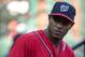 Oct 8, 2012; St. Louis, MO, USA; Washington Nationals starting pitcher Edwin Jackson (33) looks on during game two of the 2012 NLDS against the St. Louis Cardinals at Busch Stadium. The Cardinals won 12-4. Mandatory Credit: Jeff Curry-US PRESSWIRE
