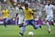 NEWCASTLE, UNITED KINGDOM - AUGUST 4: Neymar of Brazil battles for the ball during the Men's Football Quarter Final match between Brazil and Honduras, on Day 8 of the London 2012 Olympic Games at St James' Park on August 4, 2012 in Newcastle, England. (Photo by Francis Bompard/Getty Images)