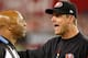 Jim Harbaugh does not agree with the call.