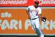 Sept. 23, 2012; Anaheim, CA, USA; Los Angeles Angels right fielder Torii Hunter (48) makes the final out of the game on a running catch in the ninth inning against the Chicago White Sox at Angel Stadium. Angels won 4-1. Mandatory Credit: Jayne Kamin-Oncea-US PRESSWIRE
