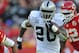 KANSAS CITY, MO - OCTOBER 28: Running back Darren McFadden #20 of the Oakland Raiders rushes for a first down against the Kansas City Chiefs during the fourth quarter on October 28, 2012 at Arrowhead Stadium in Kansas City, Missouri. Oakland defeated Kansas City 26-16. (Photo by Peter Aiken/Getty Images)