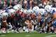 Dec 4, 2011; Foxboro, MA, USA; Indianapolis Colts offense line up against the New England Patriots defense during the second quarter at Gillette Stadium. The Patriots defeated the Colts 31-24. Mandatory Credit: Stew Milne-US PRESSWIRE