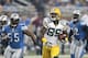 DETROIT, MI - NOVEMBER 24: James Jones #89 of the Green Bay Packers scores a third-quarter touchdown on a 65-yard pass from teammate Aaron Rodgers #12 during the third quarter of the game against the Detroit Lions at Ford Field on November 24, 2011 in Detroit, Michigan. The Packers defeated the Lions 27-15. (Photo by Leon Halip/Getty Images)