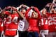COLUMBUS, OH - NOVEMBER 03: Head Coach Urban Meyer of the Ohio State Buckeyes and his wife, Shelly Meyer sing 'Carmen Ohio' after Ohio State defeated the Illinois Illini 52-22 on November 3, 2012 at Ohio Stadium in Columbus, Ohio. (Photo by Kirk Irwin/Getty Images)