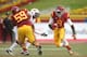 LOS ANGELES, CA - NOVEMBER 10: Marqise Lee #9 of the USC Trojans carries 38 yards behind the block of guard John Martinez #59 on a fourth quarter running play against the Arizona State Sun Devils at the Los Angeles Memorial Coliseum on November 10, 2012 in Los Angeles, California. USC won 38-17. (Photo by Stephen Dunn/Getty Images)