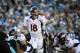Nov 11, 2012; Charlotte, NC, USA; Denver Broncos quarterback Peyton Manning (18) calls signals in the fourth quarter at Bank of America Stadium. Mandatory Credit: Bob Donnan-US PRESSWIRE