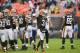 CLEVELAND, OH - OCTOBER 28: Quarterback Brandon Weeden #3 of the Cleveland Browns celebrates as time runs out and the Browns defeated the San Diego Chargers at Cleveland Browns Stadium on October 28, 2012 in Cleveland, Ohio. The Browns defeated the Chargers 7-6. (Photo by Jason Miller/Getty Images)