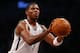 NEW YORK, NY - NOVEMBER 03: Joe Johnson #7 of the Brooklyn Nets shoots a free throw against the Toronto Raptors at the Barclays Center on November 3, 2012 in the Brooklyn borough of New York City. NOTE TO USER: User expressly acknowledges and agrees that, by downloading and/or using this photograph, user is consenting to the terms and conditions of the Getty Images License Agreement. (Photo by Alex Trautwig/Getty Images)