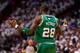 MIAMI, FL - JUNE 05: Mickael Pietrus #28 of the Boston Celtics reacts after he made a 3-point basket against the Miami Heat in Game Five of the Eastern Conference Finals in the 2012 NBA Playoffs on June 5, 2012 at American Airlines Arena in Miami, Florida. NOTE TO USER: User expressly acknowledges and agrees that, by downloading and or using this photograph, User is consenting to the terms and conditions of the Getty Images License Agreement. (Photo by Mike Ehrmann/Getty Images)