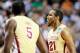 NASHVILLE, TN - MARCH 18: Michael Snaer #21 of the Florida State Seminoles celebrates after a three point basket against the Cincinnati Bearcats during the third round of the 2012 NCAA Men's Basketball Tournament at Bridgestone Arena on March 18, 2012 in Nashville, Tennessee. (Photo by Kevin C. Cox/Getty Images)